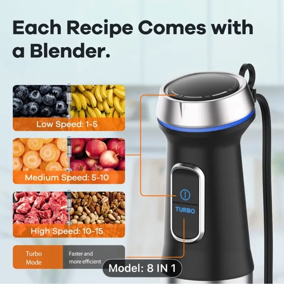 8-in-1 Silver immersion Blender Set - Picture 4 of 6